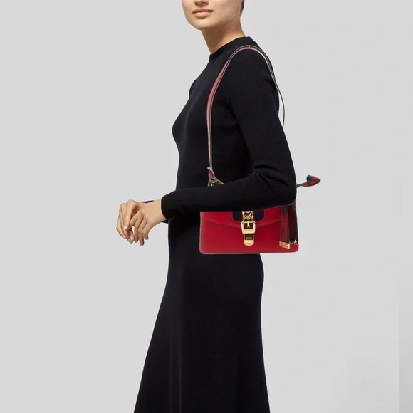 Authentic Gucci Shoulder Bag Sherry Line Red Leather - Picture 10 of 10